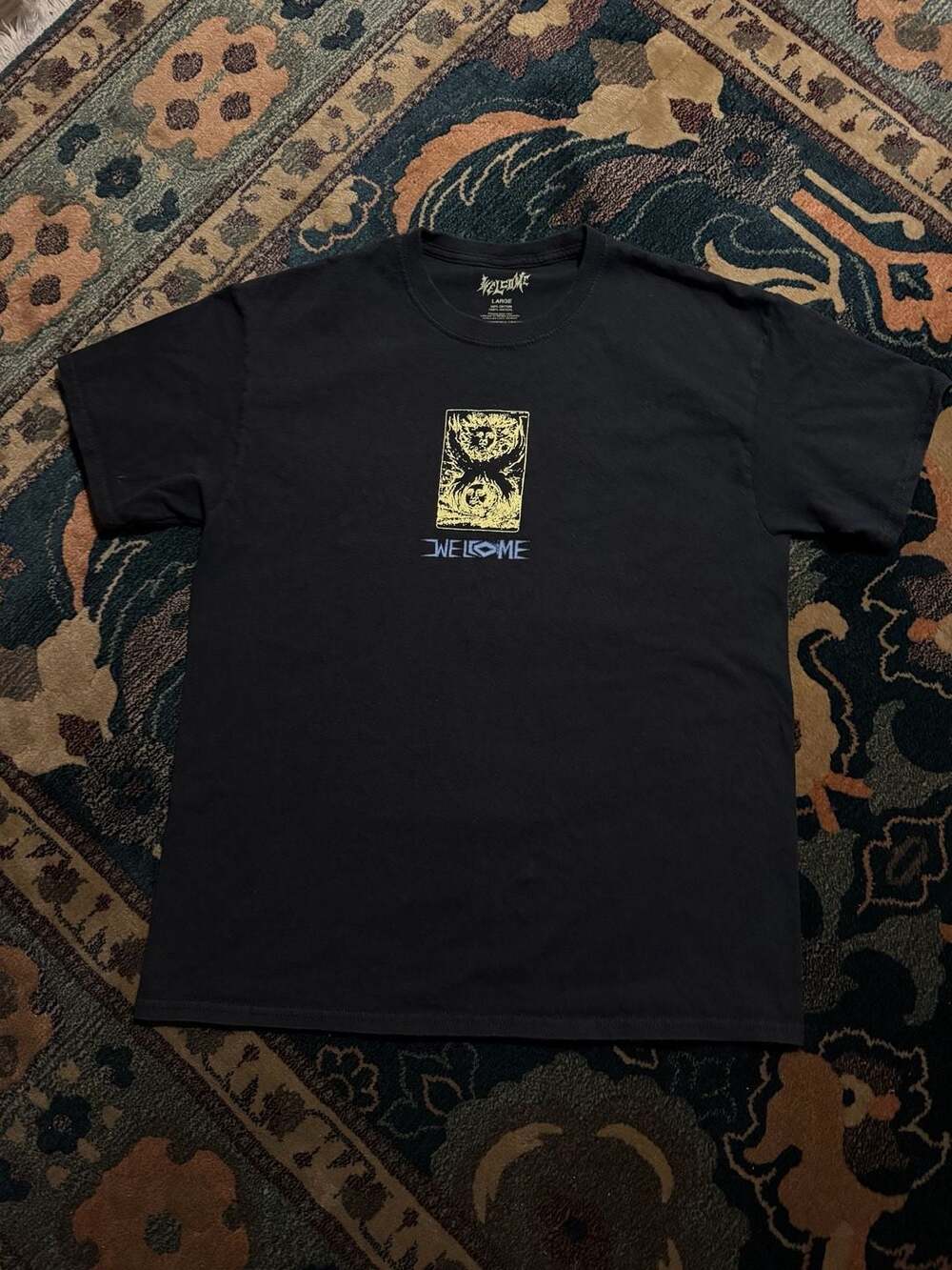 Welcome Skateboards Men's Sun and Moon Graphic T-Shirt Black Size Large